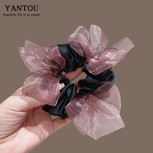 许我耀眼赵露思许研同款 马尾头绳 网纱蝴蝶结小肠发圈女2025年新款