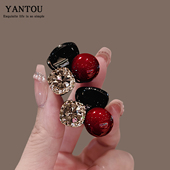 高级感水钻樱桃小抓夹女2025新款 侧边半扎发公主头发夹刘海夹头饰