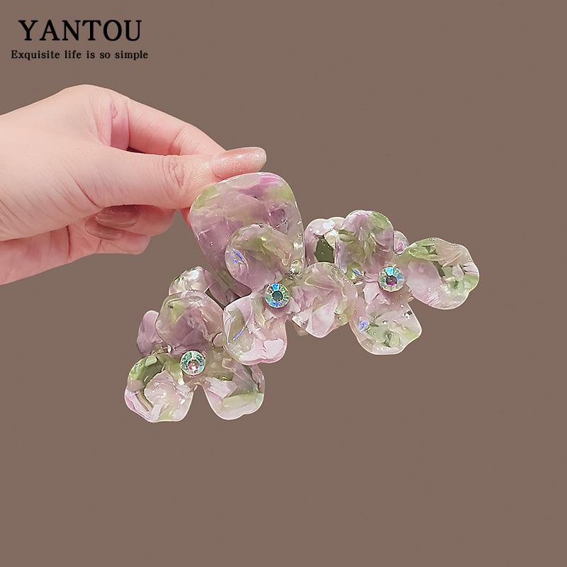 2025新款高级感醋酸花朵鲨鱼夹