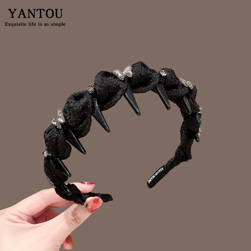 高级感网纱麻花闪钻带齿波浪发箍女网红高颅顶洗脸头箍压头发卡