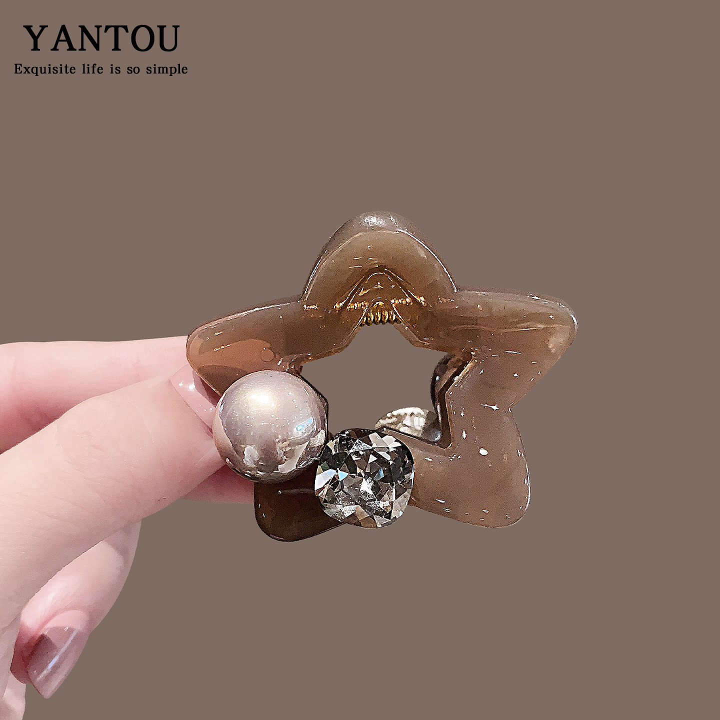 珍珠水钻小抓夹固定高马尾发夹