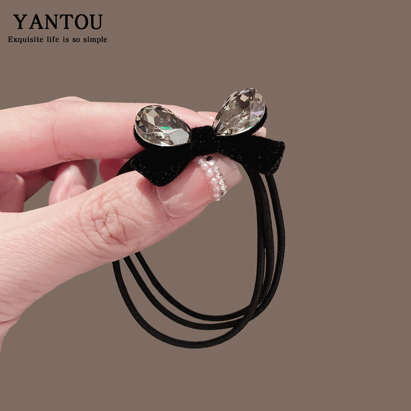 植绒水钻蝴蝶结发圈发绳女2025新款扎低马尾头绳弹力皮筋简约头圈,饰品/流行首饰/时尚饰品新,发饰,淘宝优惠券,粉丝福利购,淘宝优惠卷