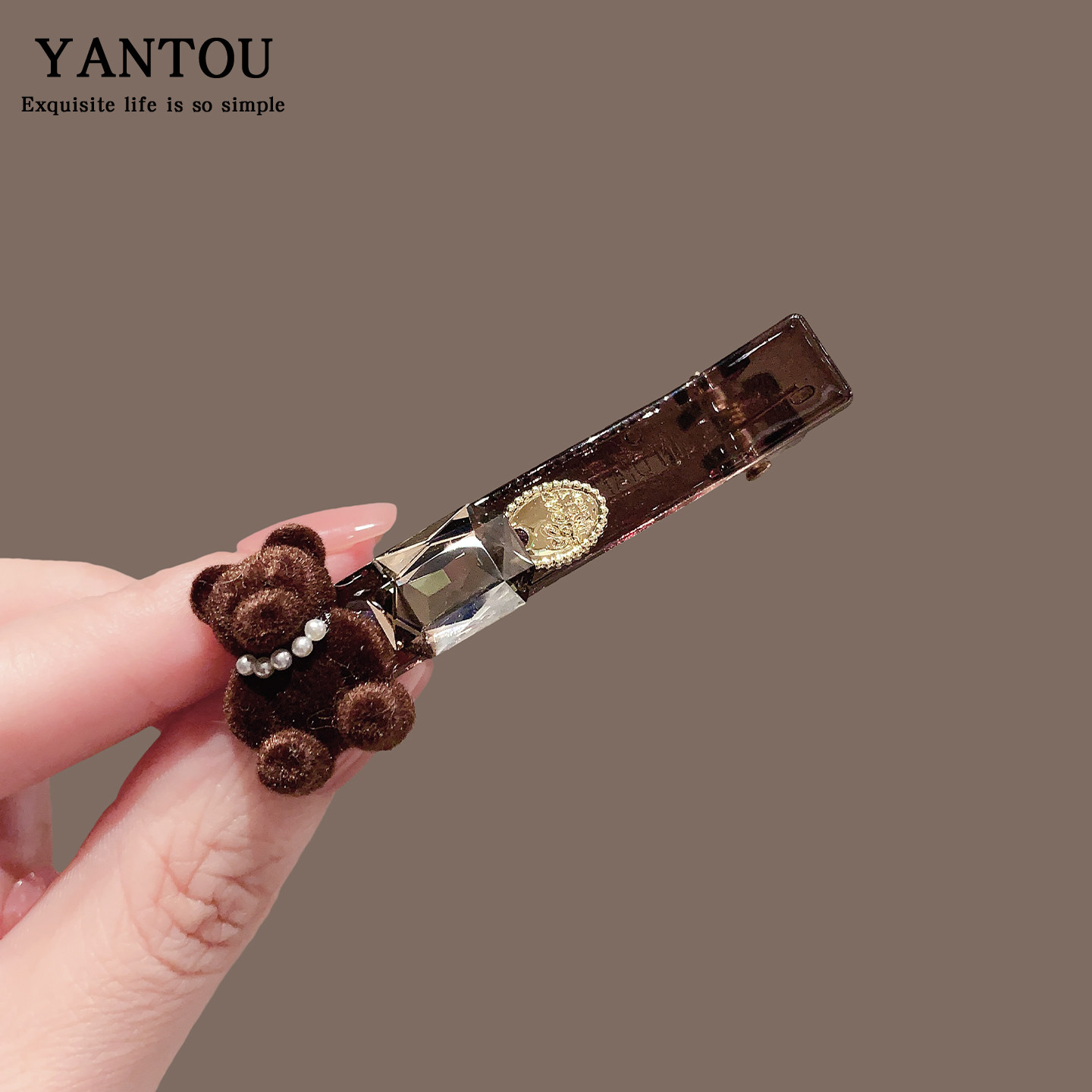 韩国甜酷小熊发夹植绒水钻边夹女侧边刘海鸭嘴夹夹子发卡秋冬头饰,饰品/流行首饰/时尚饰品新,发饰,淘宝优惠券,粉丝福利购,淘宝优惠卷