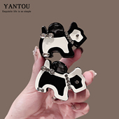 高级感ins水钻小狗发夹女2025新款 可爱侧边刘海夹鸭嘴夹边夹发饰