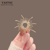 简约风镶钻圆形胸针男女ins气质百搭太阳神胸针西装 外套别针配饰