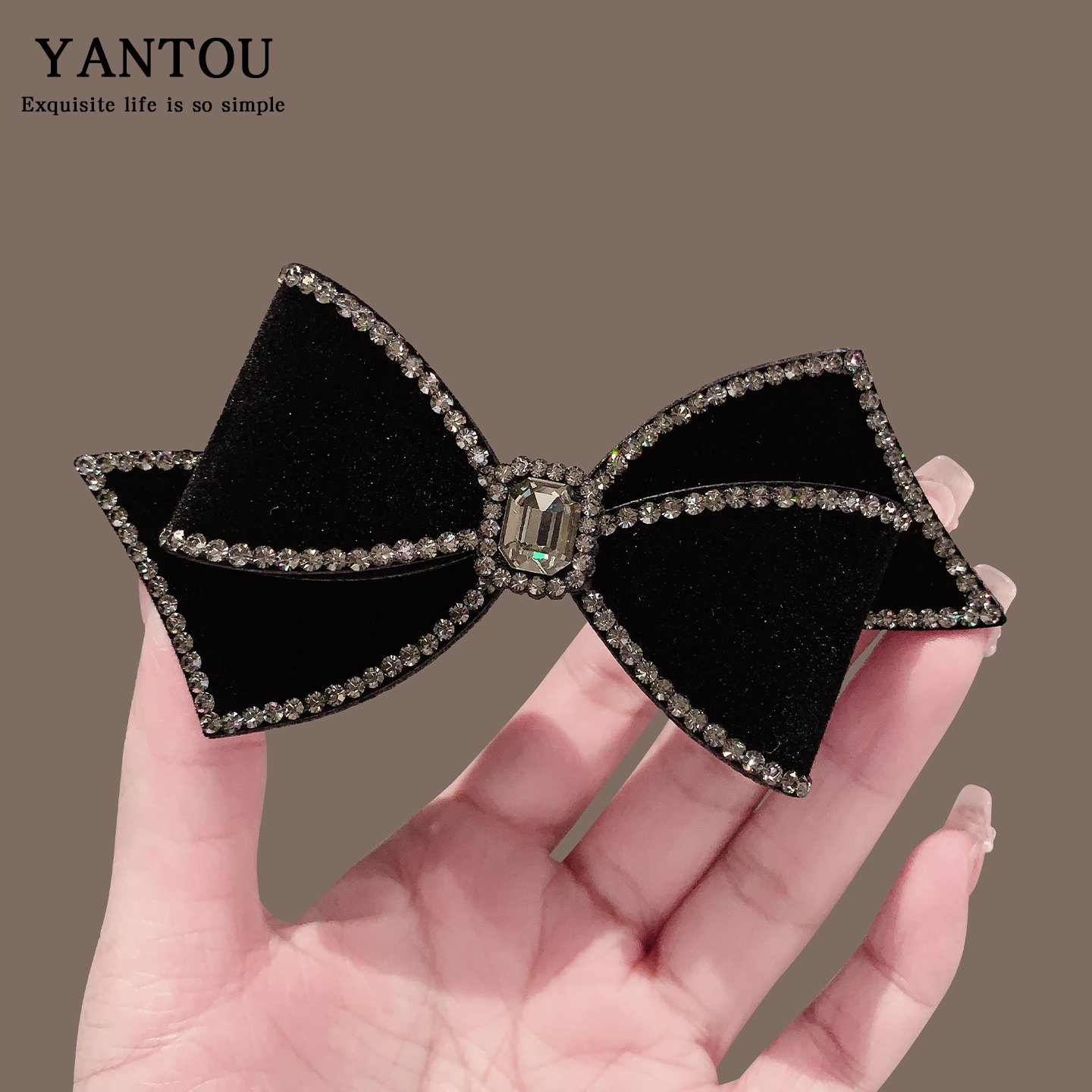 弹簧夹优雅轻奢后脑半扎发一字夹