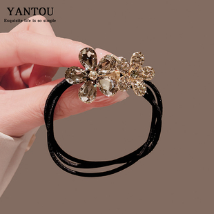 水晶花发饰女夏季 发绳扎头发皮筋丸子头发圈百搭高级感头绳 新款