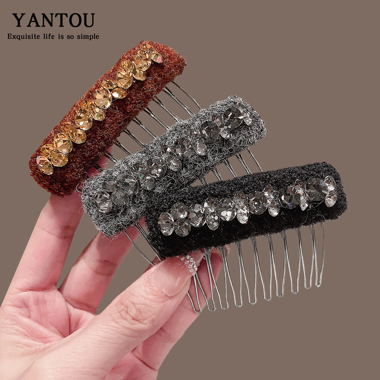 新款复古布艺倒插梳发饰边夹发卡