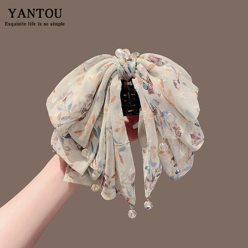 超仙碎花蝴蝶结抓夹女高级感发夹后脑勺半扎发鲨鱼夹高马尾夹发饰,饰品/流行首饰/时尚饰品新,发饰,淘宝优惠券,粉丝福利购,淘宝优惠卷