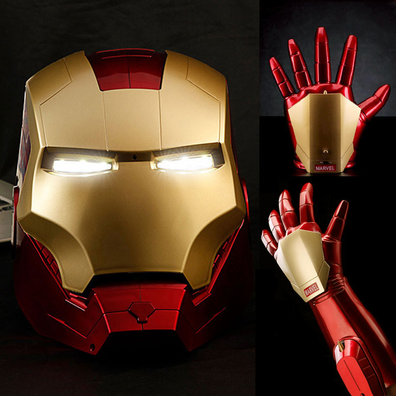 钢铁侠的头盔可穿戴变形发光贾维斯面具手臂手套儿童男孩礼物玩具