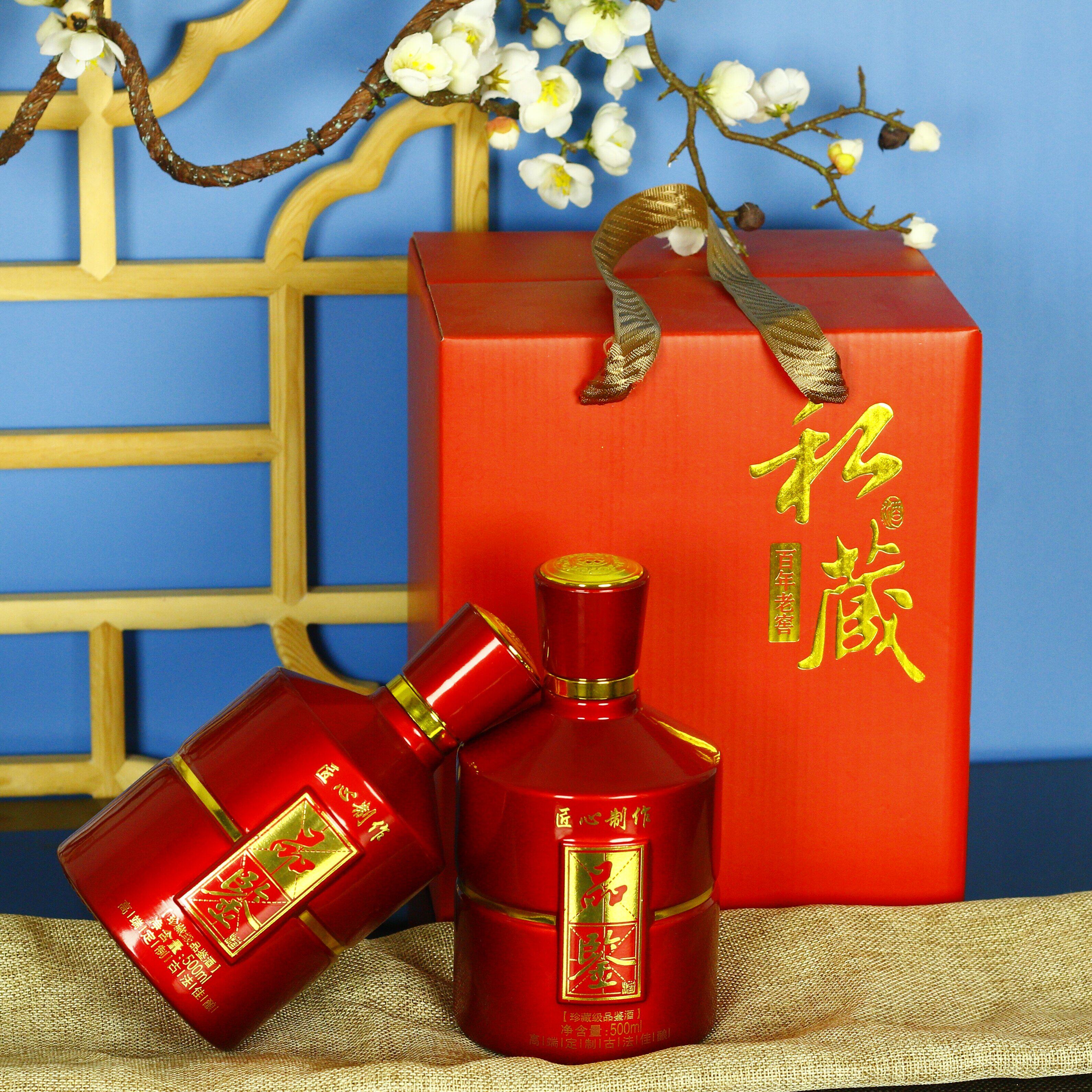 新款四瓶礼盒手提玻璃空瓶仿古酒坛白酒瓶子高档礼盒包装密封