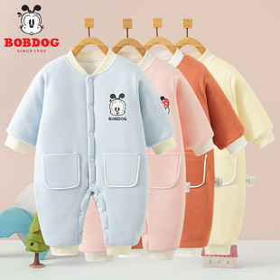 巴布豆260g外出连体衣秋冬纯棉婴儿衣服宝宝长袖男女新生儿哈衣