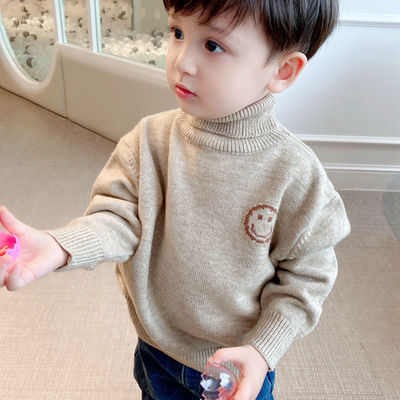 男童高领毛衣秋冬加绒加厚针织衫