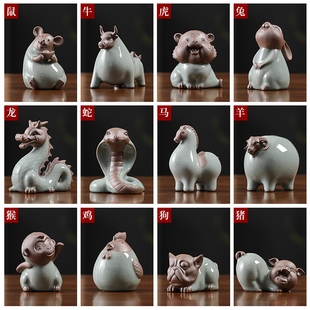 陶瓷十二生肖摆件整套动物龙马鼠牛虎兔蛇羊猴鸡狗猪生肖生日礼物