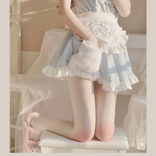 日系洛丽塔纯欲白丝腮红丝袜夏季薄款袜子甜美可爱少女白色连裤袜