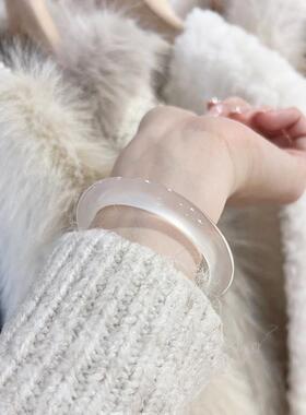 冰透白月光天然仿玉手镯