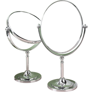 化妆镜台式桌面可立镜子家用放大双面旋转圆学生宿舍折叠便携梳妆