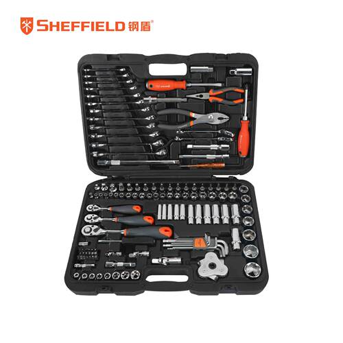 钢盾修车121+8件套 汽保专用维修组套汽修工具 多用扳手电笔套筒