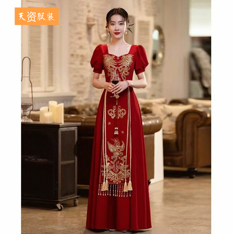 大码敬酒服新娘2024新款高级感结婚红色中式秀禾服礼服女夏天薄款