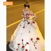 法式 一字肩晚礼服女高端轻奢艺考十八岁成人礼公主裙订婚新娘宴会