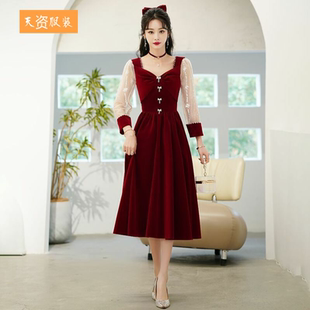 大码敬酒服新娘2024新款春季结婚订婚回门酒红色女高级感连衣裙女