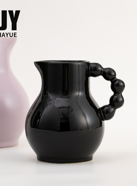 栢嘉越法式气泡提手奶壶陶瓷花瓶 简约ins风家居民宿花器装饰摆件