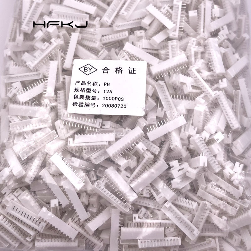 PH2.0/XH2.54 12P直针座1P2P3P4P5P12pin直针插座 白色连接器铜针