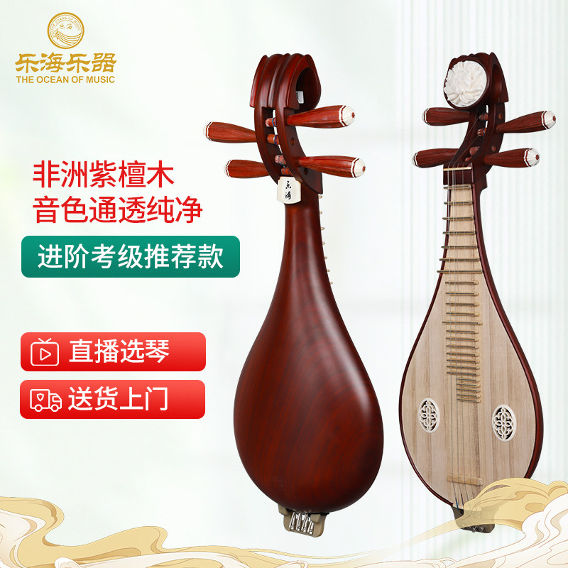 乐海 柳琴乐器初学者非洲紫檀木材质原木色铜品微调经典款412-2