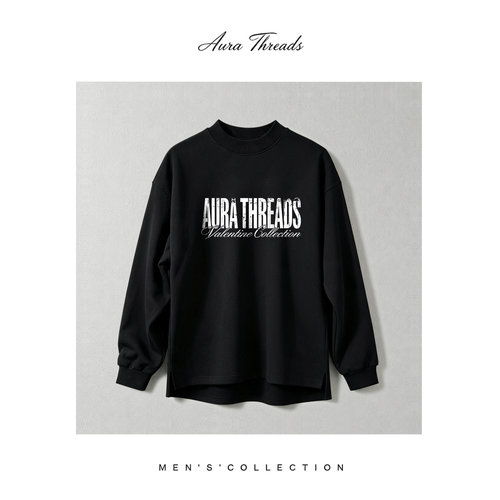 【品牌现货撤柜】AURA THREADS春秋美式复古磨损字体半高领卫衣男