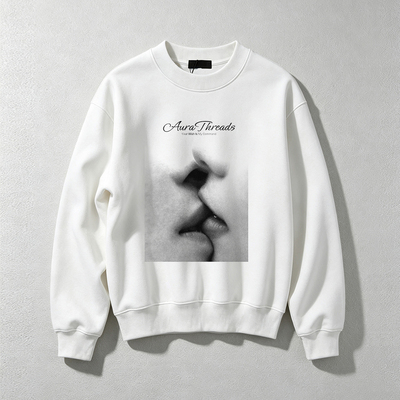 授权现货 Aura Threads 灰度双唇相触人像 oversize 长袖卫衣男