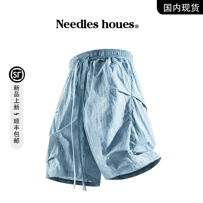 【品牌撤柜现货】Needles houes夏季褶皱过膝直筒潮牌痞帅短裤男