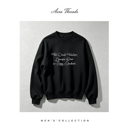 授权现货 Aura Threads 简约手写印花圆领卫衣男高街潮搭宽松卫衣