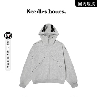 百搭休闲拼接铆钉连帽卫衣 品牌撤柜现货 Needles houes春秋季