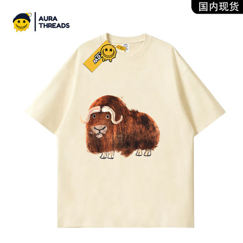 【品牌现货】AURA THREADS创意趣味动物印花短袖T恤男女纯棉上衣