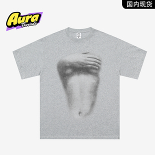 【品牌现货】AURA THREADS重磅纯棉短袖T恤男女情侣宽松印花上衣