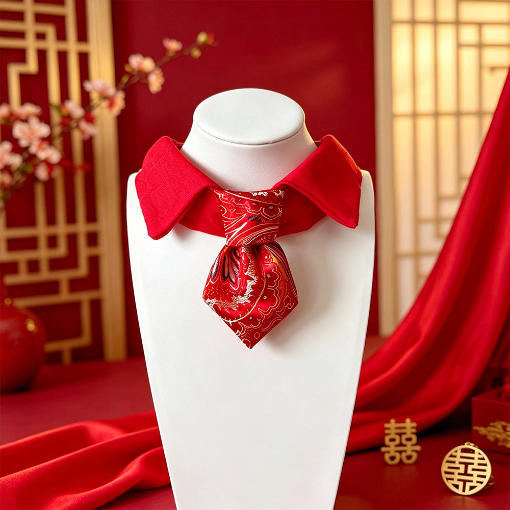 宠物陪嫁项圈猫咪结婚配饰小狗狗婚礼领带婚庆领结拍照装扮红色