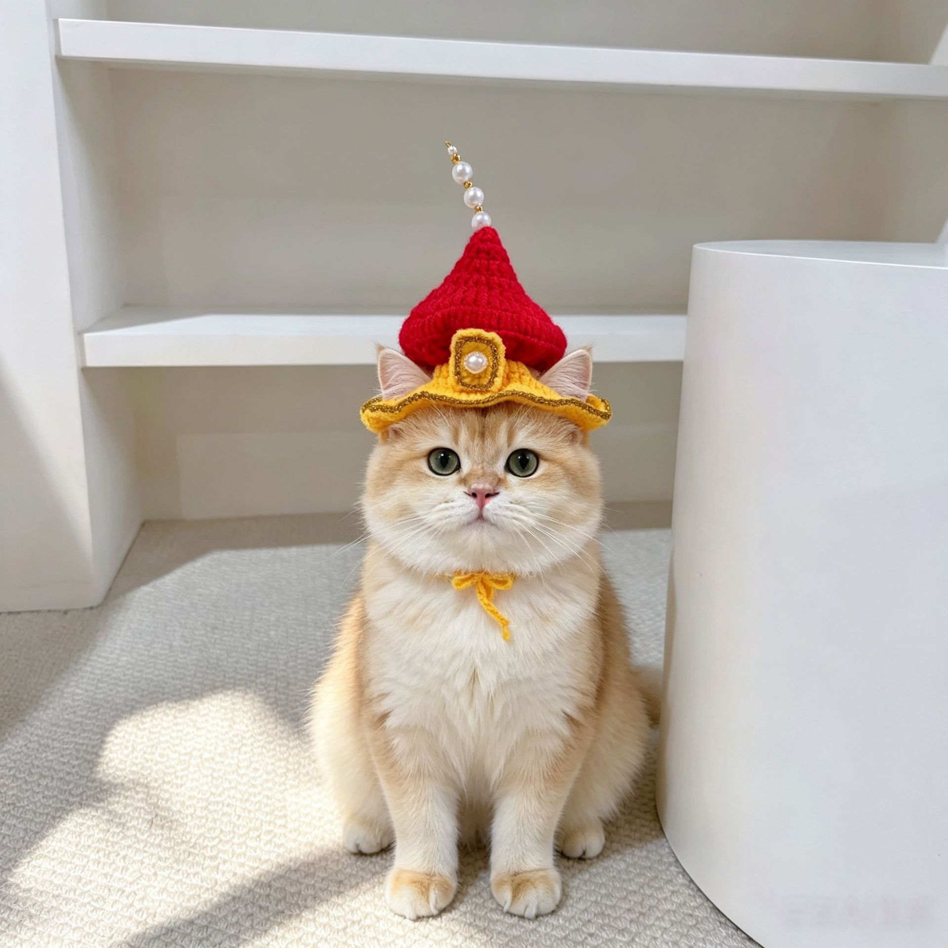 宠物皇帝帽子鲨鱼蜜蜂头套猫咪狗狗编织帽子头饰服娃娃玩偶配饰