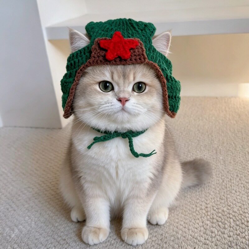 宠物保暖毛线钩织帽子猫咪狗狗变装雷锋头饰各种帽子大集合配饰
