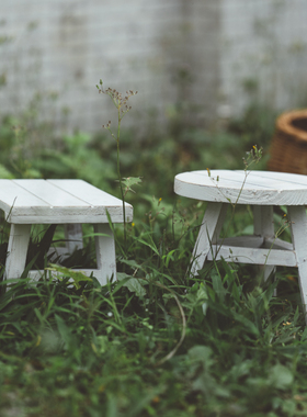 户外木椅子摄影幼儿花园拍照摆件