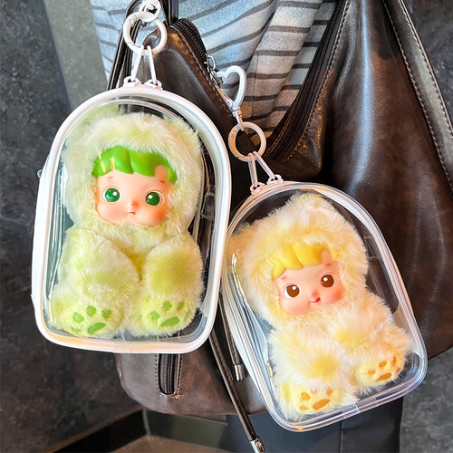 小熊软糖保护套搪胶HACIPUPU公仔挂件收纳娃包高清透明外出保护壳