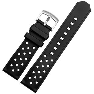 代用泰格豪雅手表带F1系列CAZ2011精工西铁城透气硅胶带22mm黑色