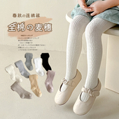 女童针织连裤 袜 袜春秋宝宝纯白色洋气打底袜儿童中厚裤