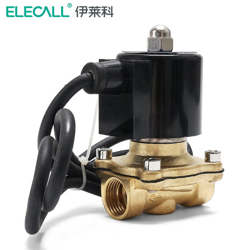 伊莱科铜制防水型电磁阀水阀油阀气阀铜线圈常闭电磁阀220V/12V/2