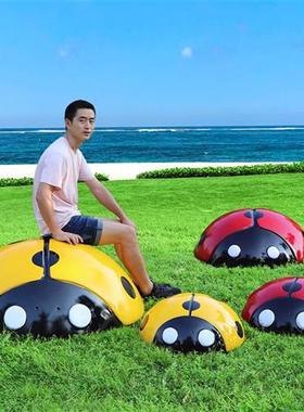 户外卡通甲虫玻璃钢七星瓢虫雕塑花园摆件游乐场草坪园林井盖装饰