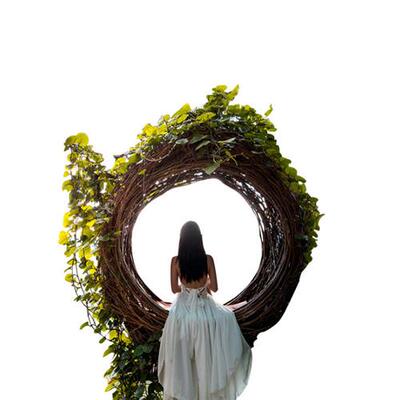 户外秋千吊椅景点打卡爱心鸟巢圆形悬挂创意休闲摇摇椅定制藤制