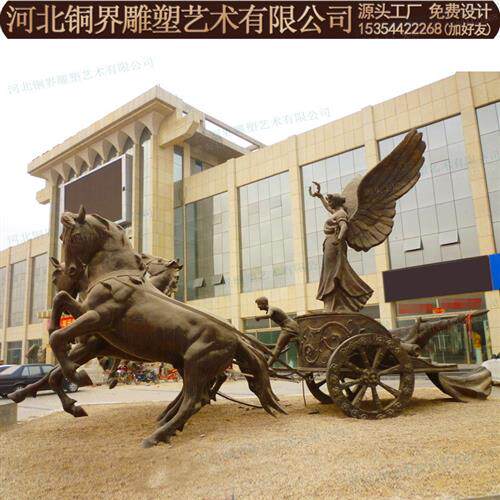 铸铜马拉车雕塑人物马车青铜雕塑商业街游乐场打卡装饰景观雕塑