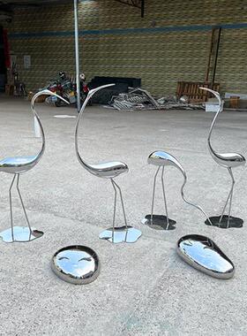 不锈钢白鹭抽象鸟金属仙鹤雕塑酒店售楼部庭院水池装饰摆件艺术品