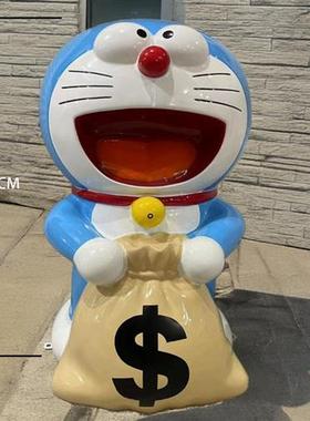 玻璃钢卡通雕塑哆啦a梦门头壁挂装饰商场咖啡厅网红机器猫摆件