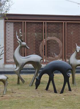 花园景观小品梅花鹿抽象玻璃钢鹿户外园林麋鹿雕塑商场美陈装饰品