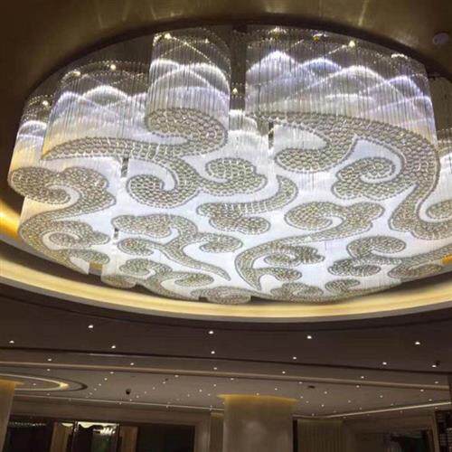 水晶吸顶灯厂家灯具酒店大堂华丽大气宴会厅灯售楼部沙盘灯具